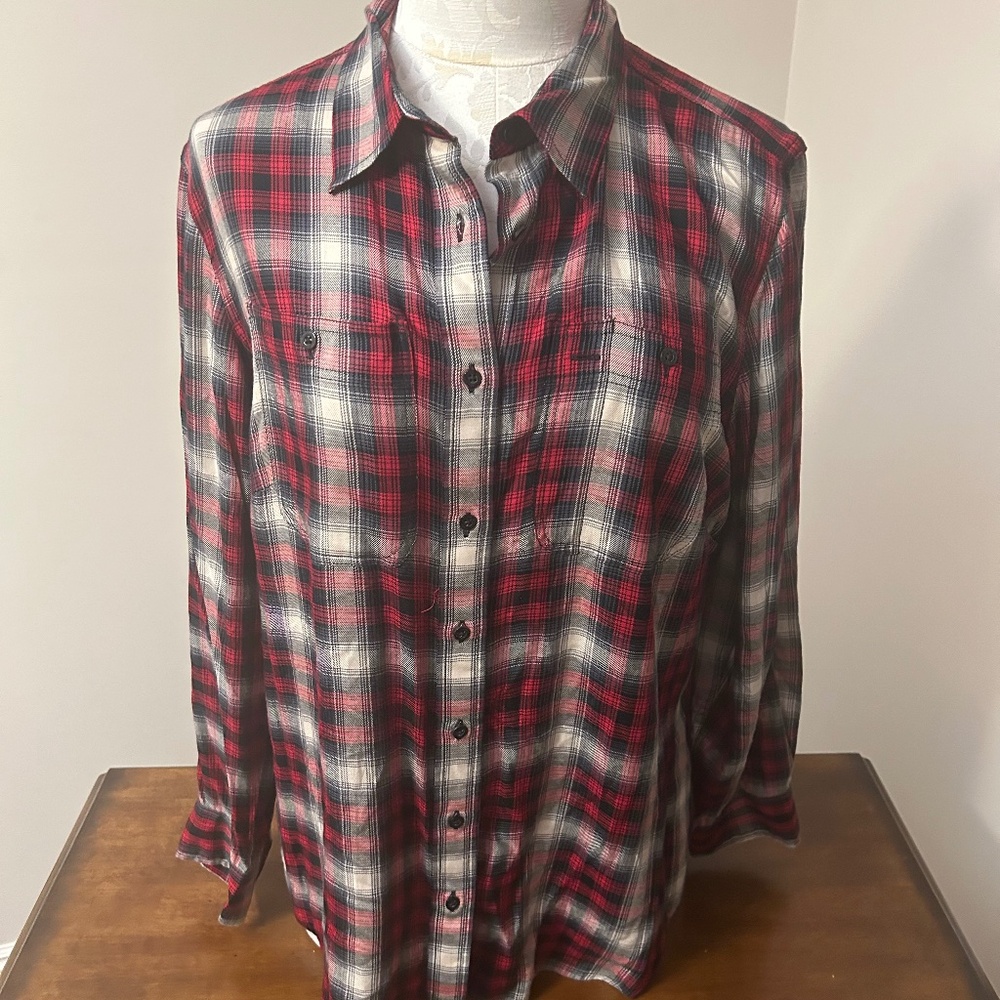 Ralph Lauren plaid long sleeve button up shirt. With retail tags, size 1X